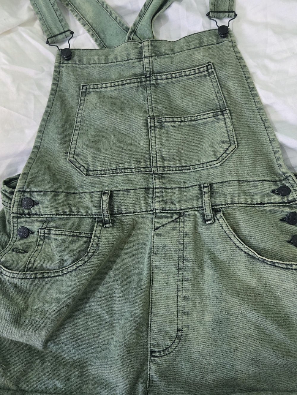 We The Free Ziggy Dungaree Womens Green Denim Shortalls. L. Free People - Picture 2 of 4
